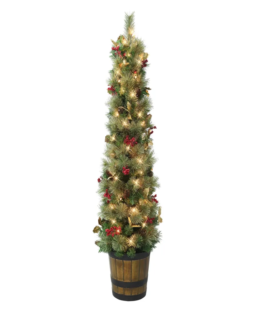 Puleo 5' Pre-Lit Potted Glitter Artificial Tree