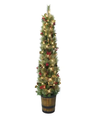 Puleo 5' Pre-Lit Potted Glitter Artificial Tree