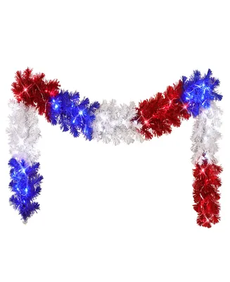 Puleo 9' x 10" Pre-Lit Patriotic Garland