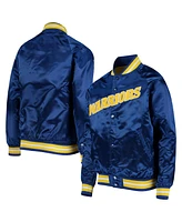 Big Boys Mitchell & Ness Royal Golden State Warriors Hardwood Classics Satin Raglan Full-Snap Jacket