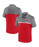 Men's Fanatics Red, Gray Wisconsin Badgers Polo Shirt