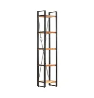 vidaXL 5-Tier Bookcase 15.7"x11.8"x70.9" Solid Acacia Wood