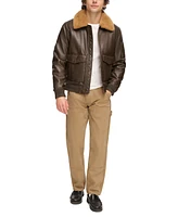Tommy Hilfiger Men's Faux-Fur-Trim Faux-Leather Bomber Jacket