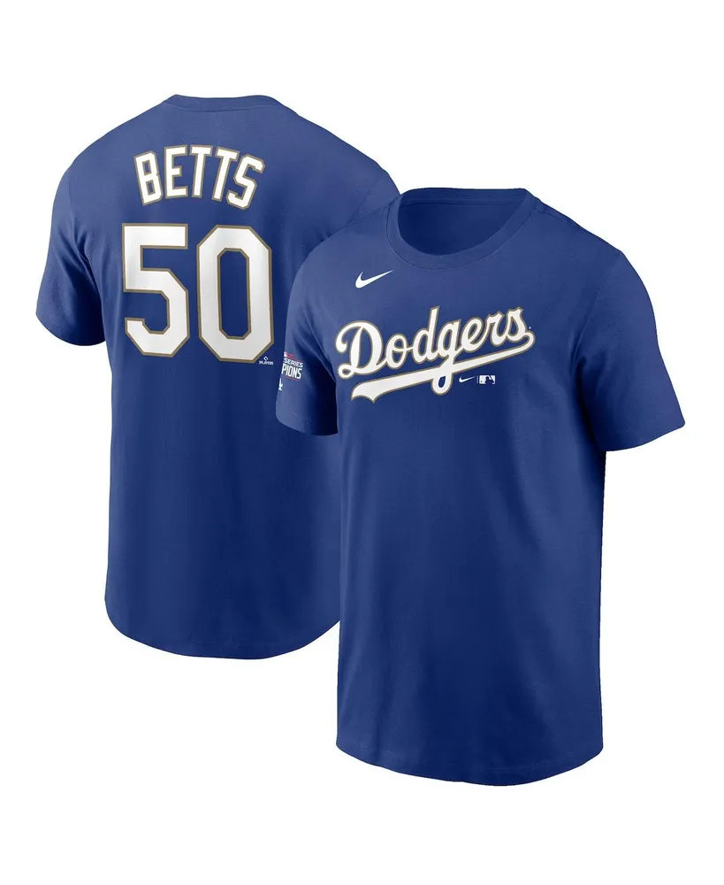 Nike Los Angeles Dodgers Men's Gold Name and Number Player T-Shirt Mookie Betts - RoyalBlue