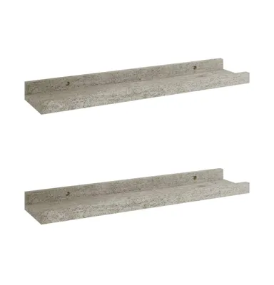 vidaXL Wall Shelves 2 pcs Concrete Gray 15.7"x3.5"x1.2"
