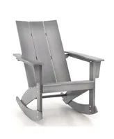 Patio Adirondack Rocking Chair All Weather Hdpe Porch Rocker 330lbs Grey Outdoor