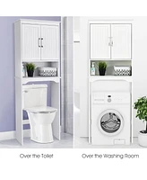 Costway Over The Toilet Space Saver Bathroom Organizer w/ Storage Cabinet & Shelf