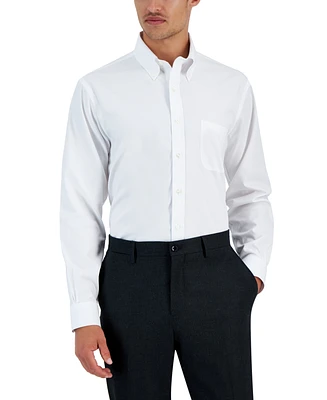 Men's Regular Fit Non-Iron Polo Button-Down Collar Solid Pinpoint Dress Shirt