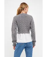 English Factory Women's Mixed Media Sweater