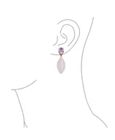 Bling Jewelry Unique Linear Natural Teardrop Shape Cz Party Dangling Earrings Silver Plated