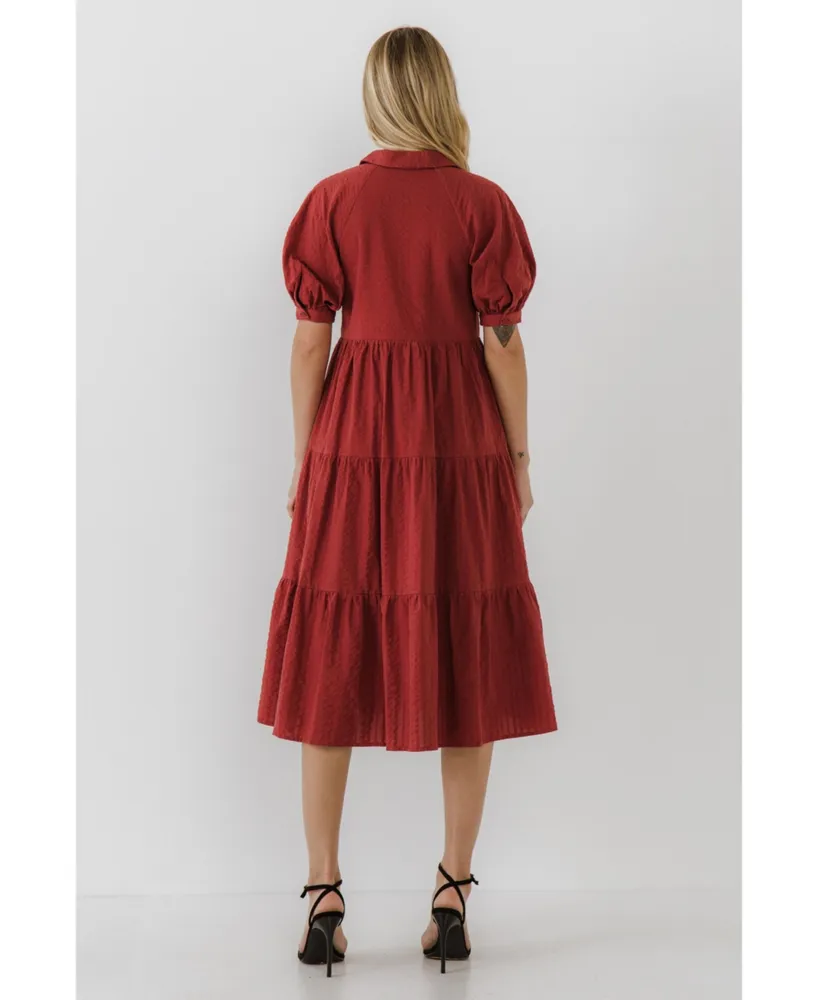 Free the Roses Women's Stripe Texture Midi Dress