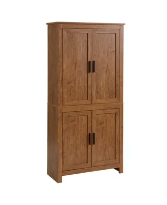 Homcom 64" 4-Door Kitchen Pantry, Freestanding Storage Cabinet with 3 Adjustable Shelves for Kitchen, Dining or Living Room