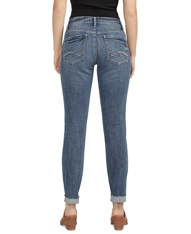 Silver Jeans Co. Mid Rise Distressed Girlfriend Jeans - Macy's