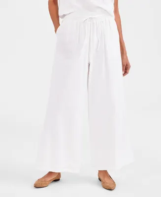 Style & Co Petite Gauze Wide-Leg Pull-On Pants, Created for Macy's