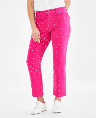 Style & Co Women's Printed Mid-Rise Curvy Roll Cuff Capri Jeans, Created for Macy's