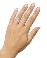 Emerald (1/5 ct. t.w.) & Diamond Swirl Band Sterling Silver (Also Ruby Sapphire)