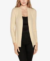 Belldini Black Label Women's Open Front Cable Knit Cardigan Sweater