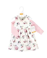 Hudson Baby Toddler Girls Quilted Cardigan and Dress 2pck, Dusty Rose Floral