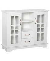 Homcom Modern Storage Console Cabinet with 2 Framed Glass Doors and 2 Drawers