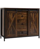 Homcom Industrial Buffet Cabinet Kitchen Sideboard with Sliding Barn Doors