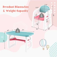 3-Piece Kids Table and Chair Set Toddler Activity Study Desk with Building Blocks