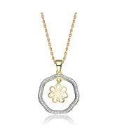 Genevive Sterling Silver 14K Gold Plated Two Tone Outlined Flower Pendant