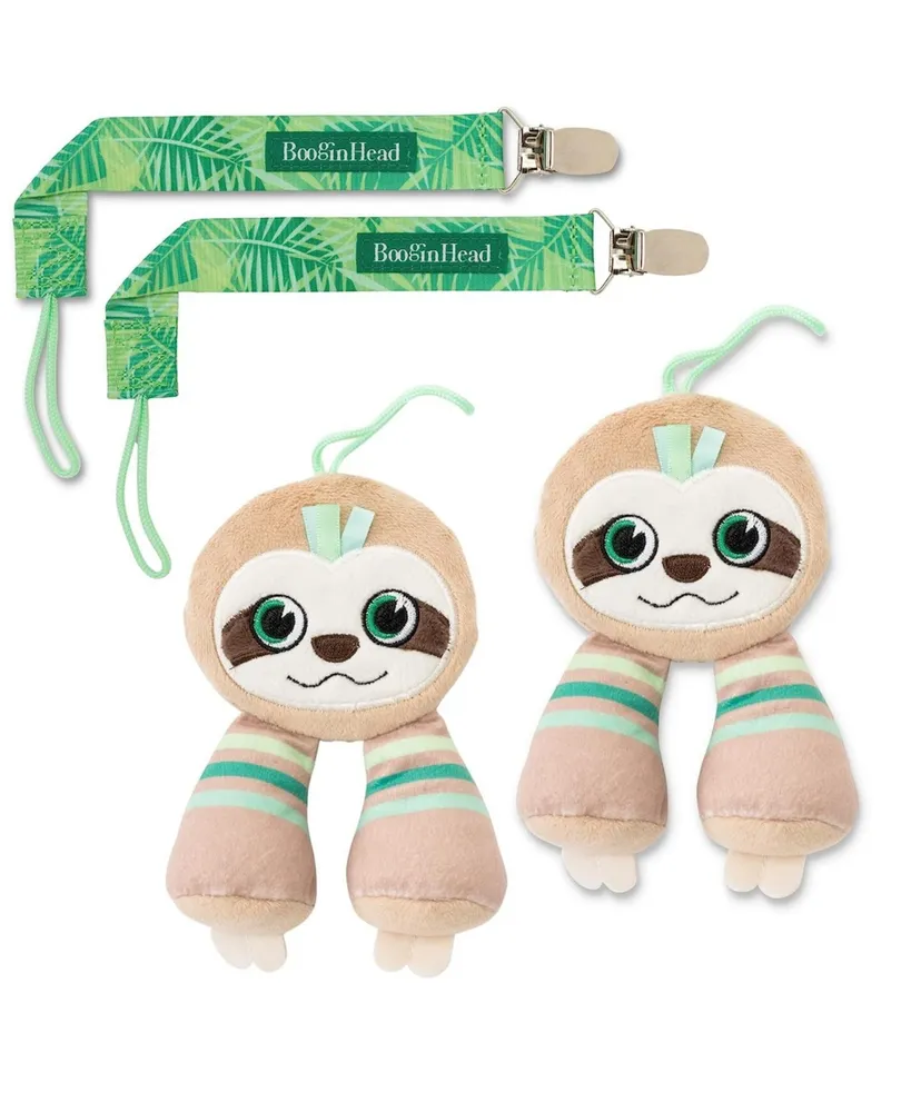 Pacifier Holder Stuffed Animal and Baby Pacifier Clip, 2-Pack Sloths - Assorted Pre