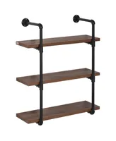 Homcom 37.5" Industrial 3-Tier Floating Storage Bookshelf Bracket,