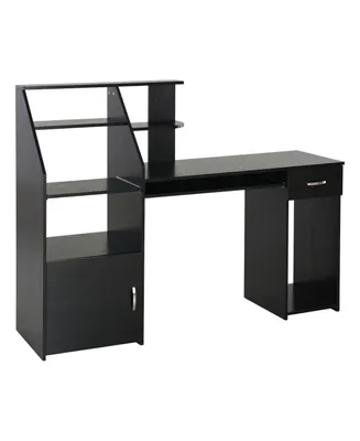 Homcom Computer Table with Keyboard, Shelves, Drawer Home Office Gaming Desk