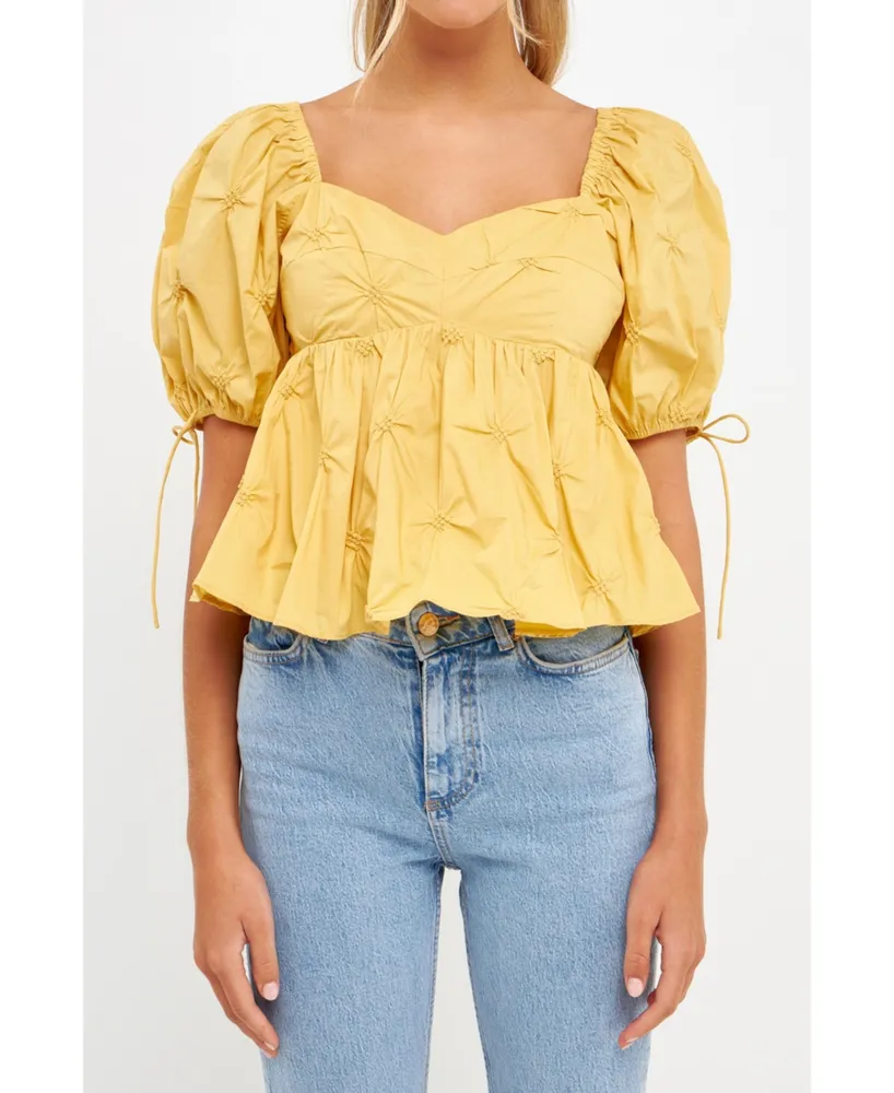 TEXTURED BABYDOLL TOP