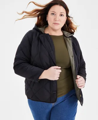 Style & Co Plus Quilted Hooded Jacket, Created for Macy's
