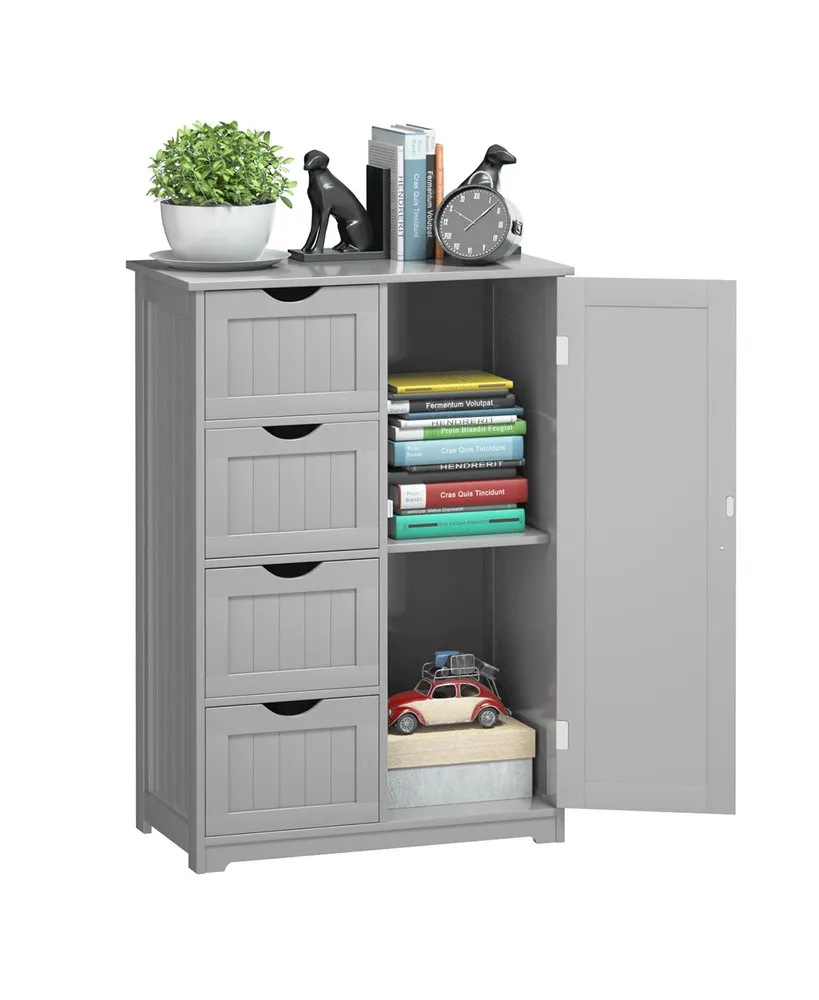 Costway Bathroom Floor Storage Cabinet Side Table Adjustable Shelf Organize  Freestanding