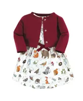 Touched by Nature Toddler Girls Organic Cotton Dress and Cardigan, Woodland Alphabet