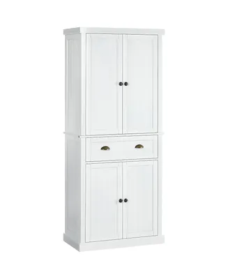 Homcom 72" Pinewood Large Kitchen Pantry Storage Cabinet, White