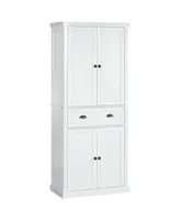 Homcom 72" Pinewood Large Kitchen Pantry Storage Cabinet, White
