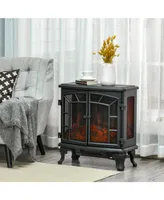 Homcom 25" Electric Fireplace Portable Space Heater w/ Led Log Flame Effects