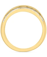 Effy Men's Zircon Baguette Three Row Band (3-1/3 ct. t.w.) in 14k Gold-Plated Sterling Silver