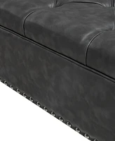 Madison Park Lindsey 36" Tufted Square Wood Frame Cocktail Ottoman