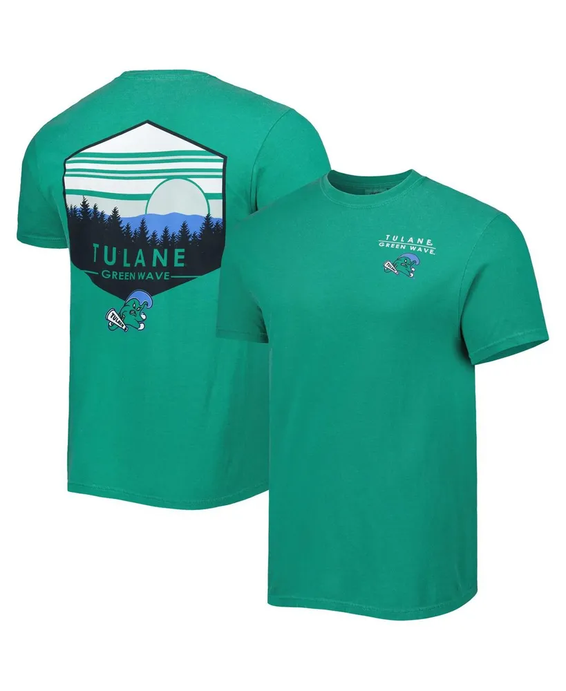 Men's Green Tulane Wave Landscape Shield T-shirt