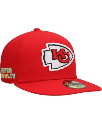 Men's New Era Red Kansas City Chiefs Super Bowl Iv Citrus Pop 59FIFTY Fitted Hat
