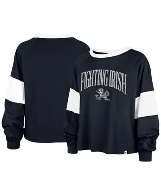 Women's '47 Brand Navy Notre Dame Fighting Irish Upside Rhea Raglan Long Sleeve T-shirt