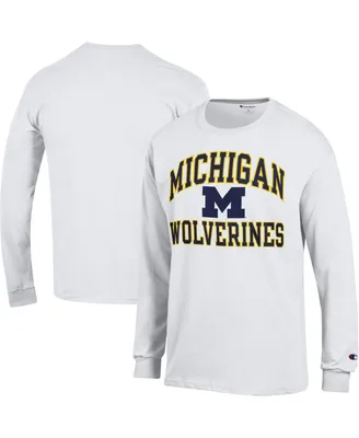 Men's Champion White Michigan Wolverines High Motor Long Sleeve T-shirt
