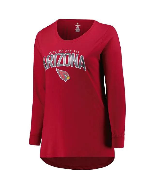 Women's Fanatics Branded Cardinal/White Arizona Cardinals Ombre Long Sleeve T-Shirt Size: Small