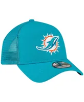 Men's New Era Aqua Miami Dolphins A-Frame Trucker 9FORTY Adjustable Hat