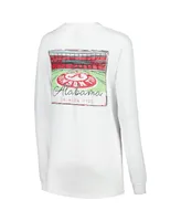 Women's White Alabama Crimson Tide Hand-Drawn Stadium Comfort Colors Oversized Long Sleeve T-shirt