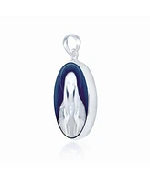 Bling Jewelry Blue Cz Miraculous Our Lady Of Guadalupe Oval Virgin Mary Cameo Pendant Necklace For Women Sterling Silver