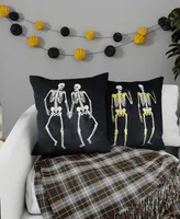 Edie@Home Velvet Rocker Skeletons Decorative Throw Pillow, 18" x 18"