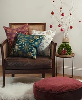 Edie@Home Snowflakes Velvet Foil Print Holiday Decorative Pillow, 18" x