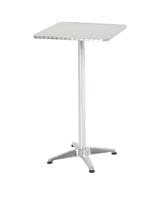 Homcom Modern Square Bar Table Adjustable Bistro Pub Counter Aluminum Patio