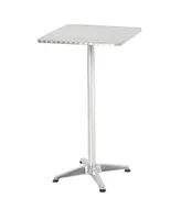 Homcom Modern Square Bar Table Adjustable Bistro Pub Counter Aluminum Patio